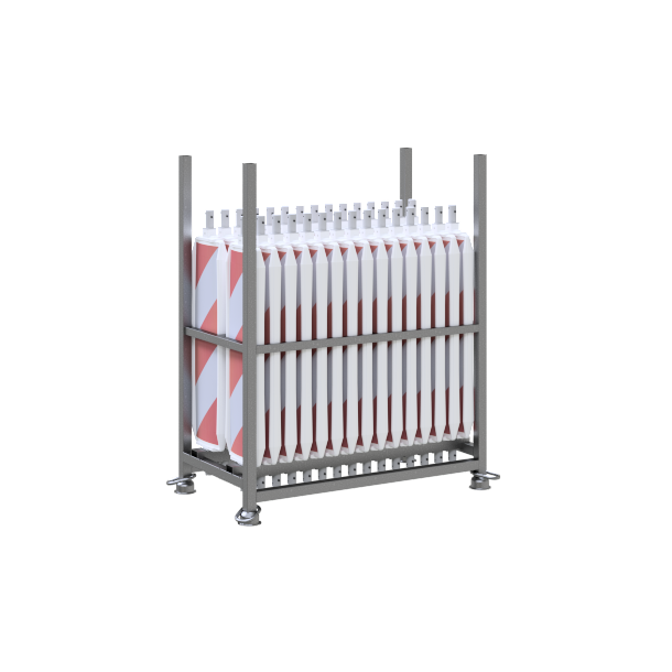 SET | with 30 traffic panels | on storage and transport pallet | with film RA2/B, red/white | on both sides hatched | BASt turn traffic panel